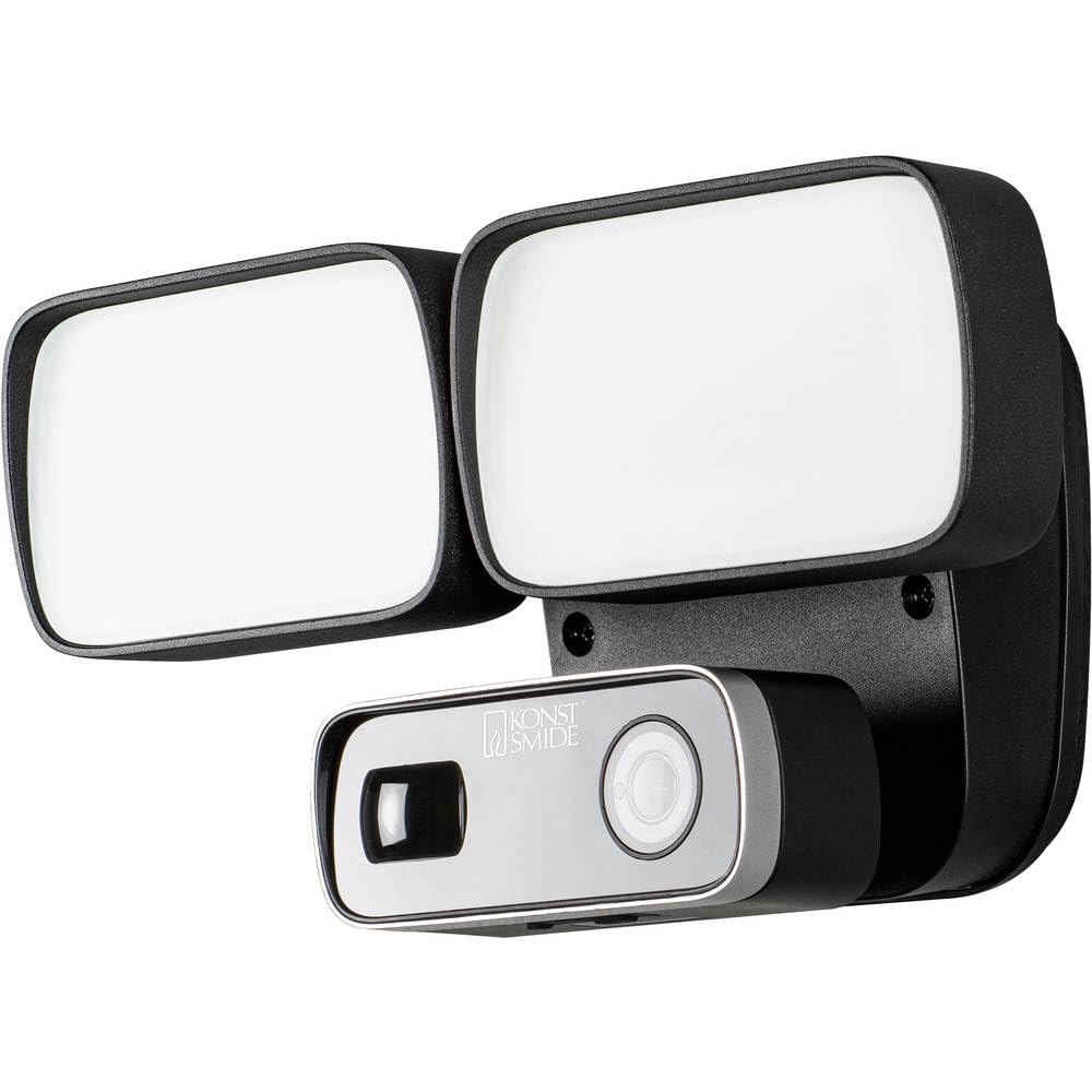 Konstsmide Cámara de Reflector/cámara de Seguridad de Gran Angular 1080HD con 2 reflectores Integrados de 12 W, conversación bidireccional y Alarma de Sirena/aplicación Gratuita
