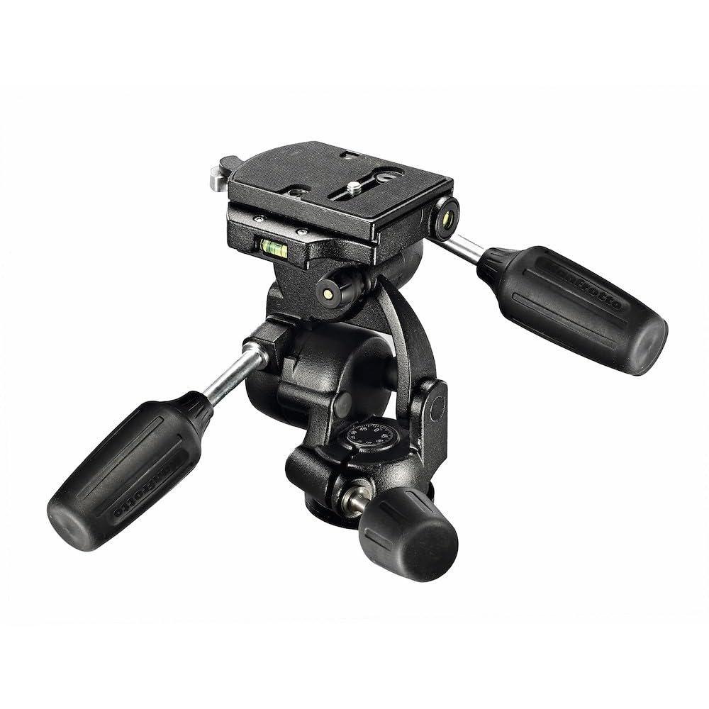 Manfrotto Cabeza de Trípode 3D New Estándar con Liberación Rápida, Cabezal de Bola Fluido, Estabilizador de Cámara, Accesorios de Fotografía para la Creación de Contenido