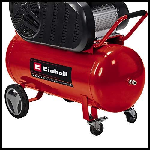 Einhell Compresor TE-AC 430/90/10 (3000 W, accionamiento por correa, 10 bar, depósito de 90 l, bomba lubricada por aceite, movilidad gracias a grandes ruedas, elevada potencia de salida)