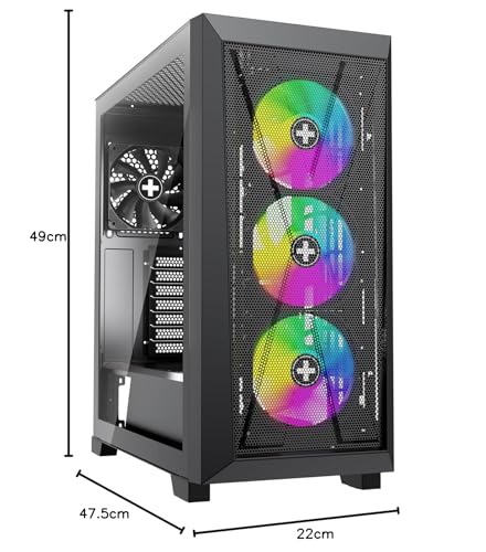Xilence Xilent X X912.ARGB - Carcasa para PC para Gaming, 3 Ventiladores ARGB de 120 mm, 1 Ventilador Negro, Caja de Torre ATX Midi Midi, Panel Frontal de Malla para un Buen Flujo de Aire y Placa de