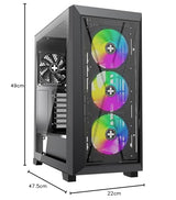 Xilence Xilent X X912.ARGB - Carcasa para PC para Gaming, 3 Ventiladores ARGB de 120 mm, 1 Ventilador Negro, Caja de Torre ATX Midi Midi, Panel Frontal de Malla para un Buen Flujo de Aire y Placa de