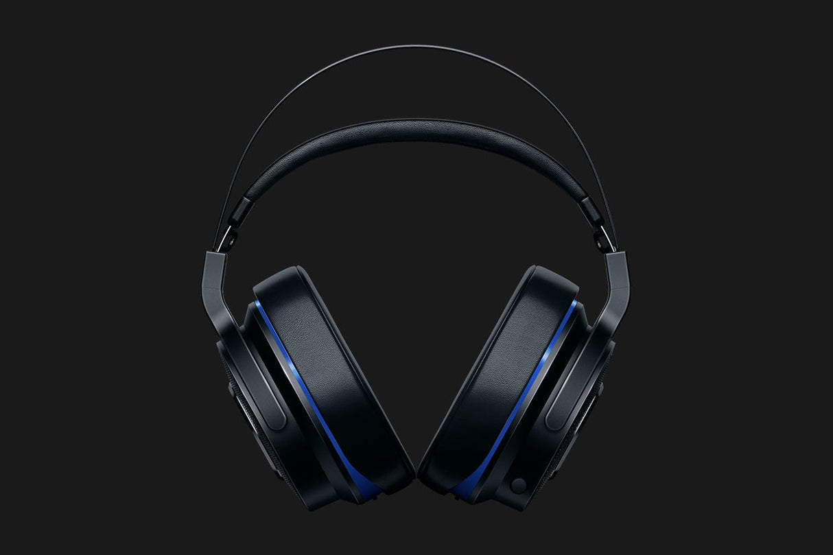 Razer Thresher para PlayStation Auriculares inalámbricos para juegos para PS4, PS5 y PC, 16 horas de duración de la batería, control en los auriculares, almohadillas de cuero artificial, negro-azul