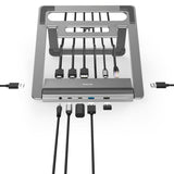 Hama | Docking Station USB-C 12 en 1 (12 Puertos, Max. Resolución: 4k, USB-A, USB-C, Ethernet, Audio 3.5mm) Gris