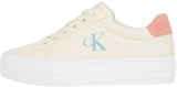 Calvin Klein Sneaker con Suela Vulcanizada Mujer Sneaker Bold Low Top, Multicolor (Creamy White/Rose Tan/Blue Surf), 38