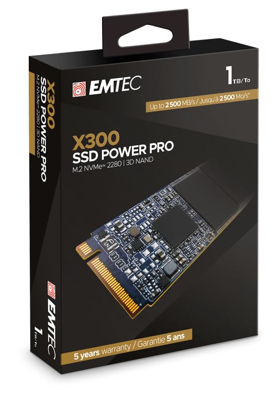 Emtec ECSSD1TX300 - Unidad de Estado sólido Interno 3.0 NVMe Serie X300 Power Pro 3D NAND (1 TB)