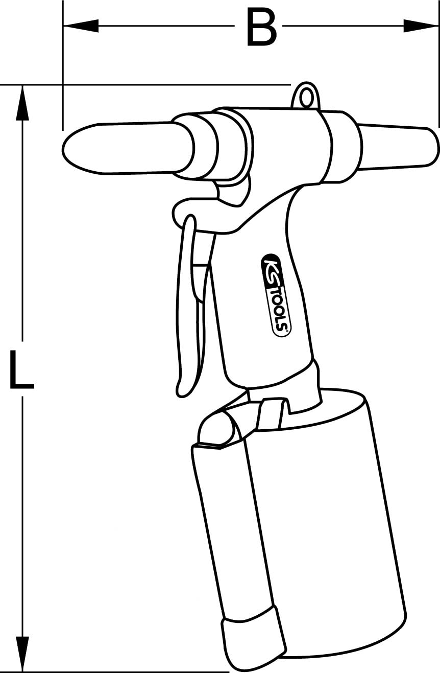 KS Tools 515.3101 Pistola neumática para remaches ciegos, 2,4-3,2-4-4,8-5,6-6,4mm