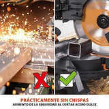 Evolution Power Tools R255SMS-DB ingletadora, Sierra ingletadora deslizante multimaterial de 255 mm, con doble bisel y paquete plus, hasta 300 mm x 90 mm, 5° a izquierda y derecha, inglete de 50°