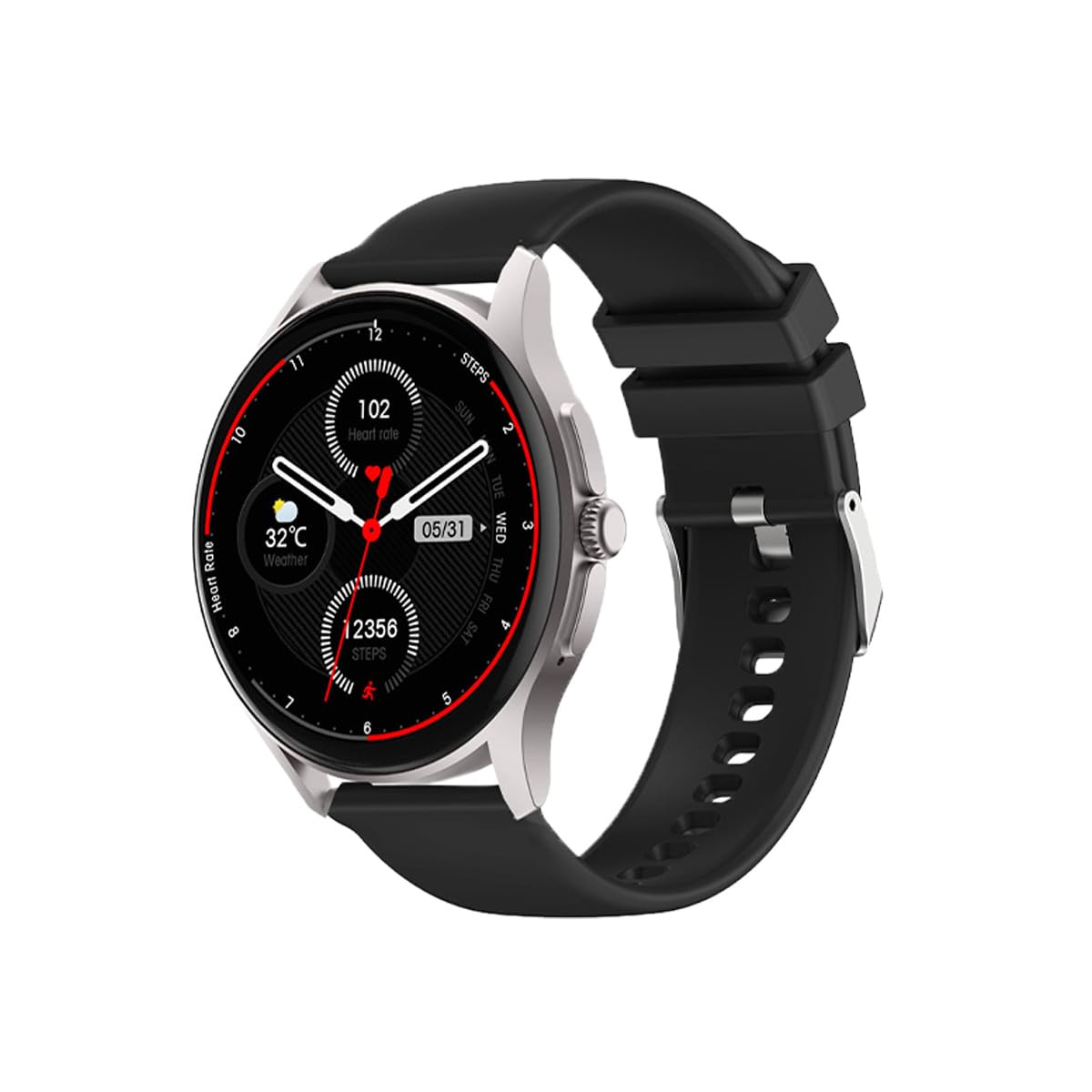 Knauermann Neo (2024) - Reloj de Salud Smartwatch - Función ECG + HRV - BT Bluetooth - Apnea del Sueño, Plata, Normal, Redondo