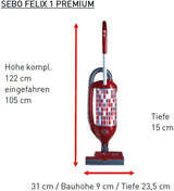 SEBO Felix 1 Premium Rosso Brush Vacuum, Red