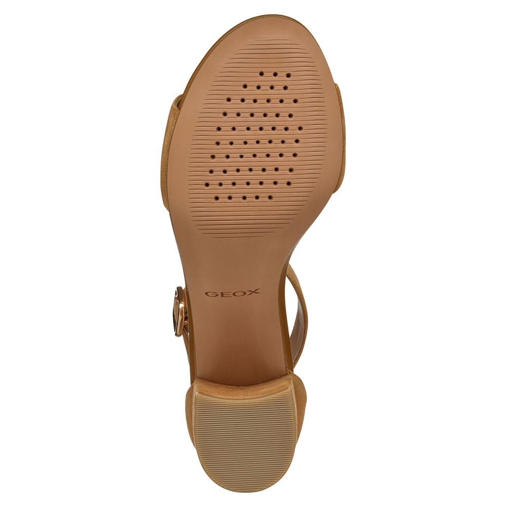 Geox D VIRNILISA 65 S A, Sandalia Tacón Mujer, Cognac, 41 EU