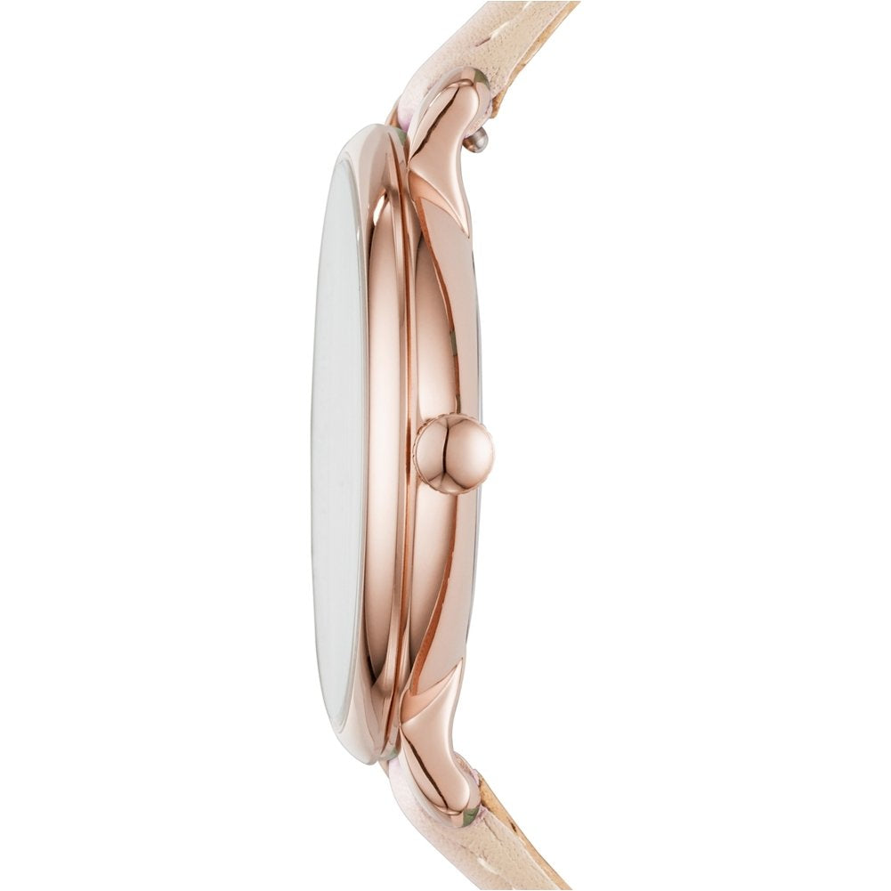 Fossil Jacqueline Reloj para mujer, movimiento de cuarzo con correa de acero o piel, Tono rosa claro y oro rosa, 36MM