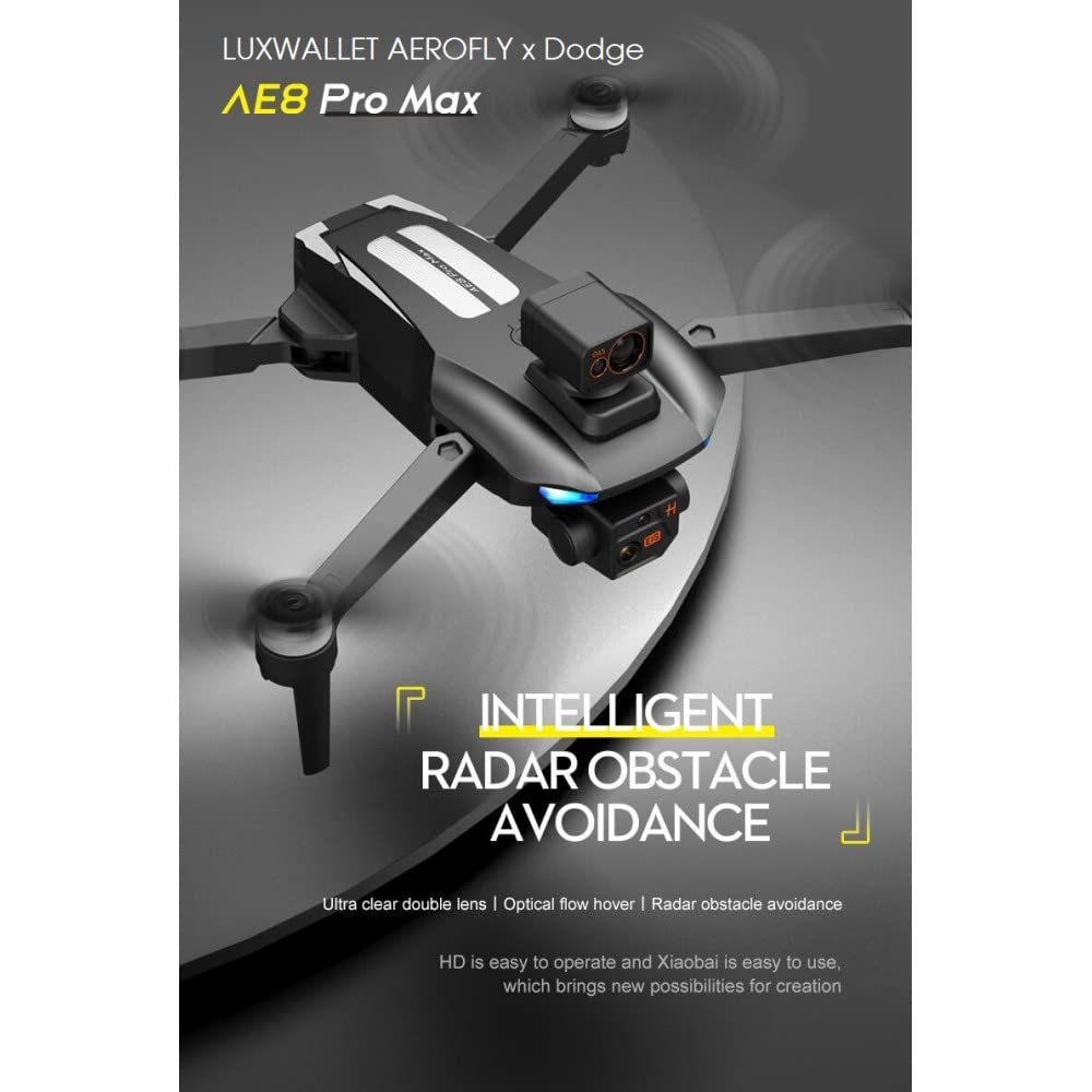 LUXWALLET Aerofly X Dodge - 30km /h - GPS Drone + OAS (Sensor para Evitar obstáculos) - 1200 Meter - Cámara de 1 Eje - Estabilizador EIS