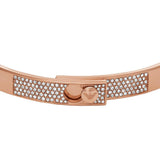 Emporio Armani Brazalete para mujer de Acero Inoxidable en tono oro rosa con cristales engastados, EGS3089221, Oro Rosa Brillante
