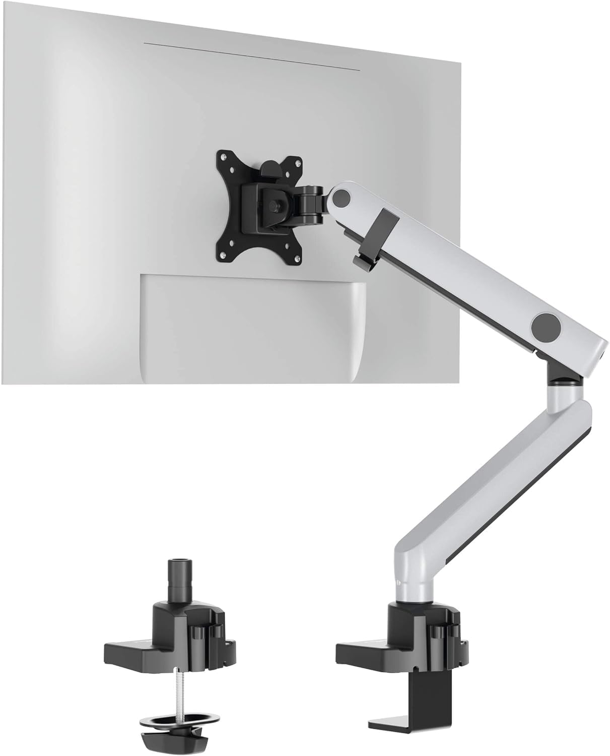 Durable Soporte de monitor Select Plus para 1 monitor, brazo giratorio 90 grados, inclinable, regulable en altura, para pantallas VESA de hasta 32 pulgadas y 8 kg, plateado, 509623