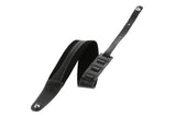 GEWA Correa para guitarra serie Prestige, cuero auténtico, ancho 85 mm, largo 103-139 cm, cierres de seguridad cromados, negro/negro, 1 par de cierres de seguridad F&S incluidos