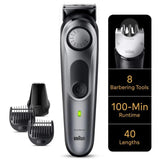 Braun Series 7 BT7420 - Recortadora de barba profesional para hombre, 40 ajustes de longitud, herramientas de barbería, base de carga, estuche de viaje, plantilla de barba, batería