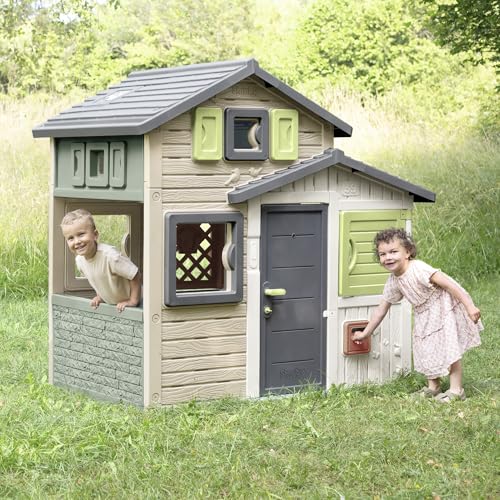 Smoby Life - Friends House EVO - Moderna y espaciosa - Puerta con Mirilla - Portón - Buzón Funcional - Material Reciclado - A Partir de 3 años - Fabricado en Francia