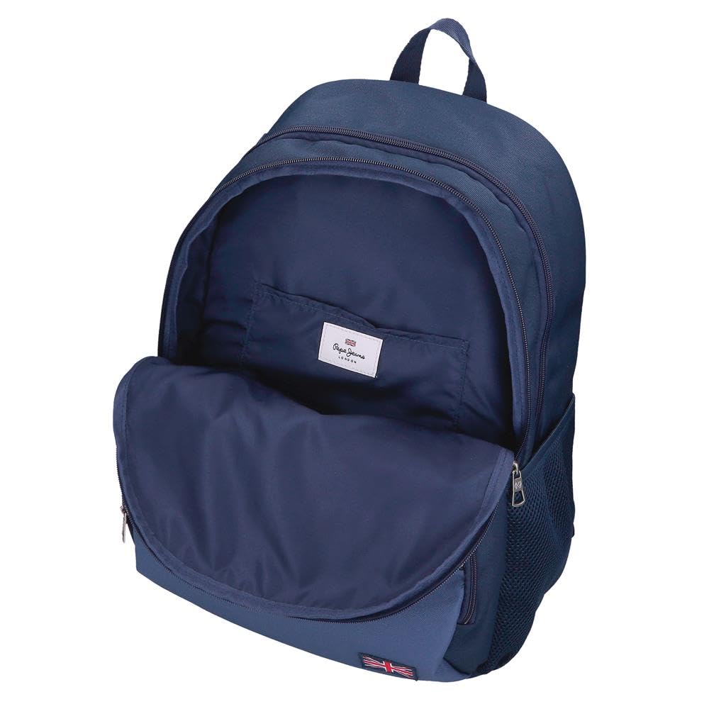 Pepe Jeans Seldon Mochila Escolar Doble Compartimento Adaptable a Carro Portátil 15,6 pulgadas Negro 33x46x17 cms Poliéster by Joumma Bags