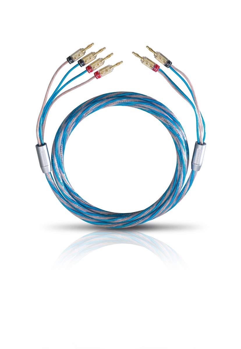 Oehlbach Bi Tech 4B - Cable Bi-Wiring para altavoz (plateado, diámetro de 2 x 2,5 y 2 x 4 mm², con conectores de banana), color azul