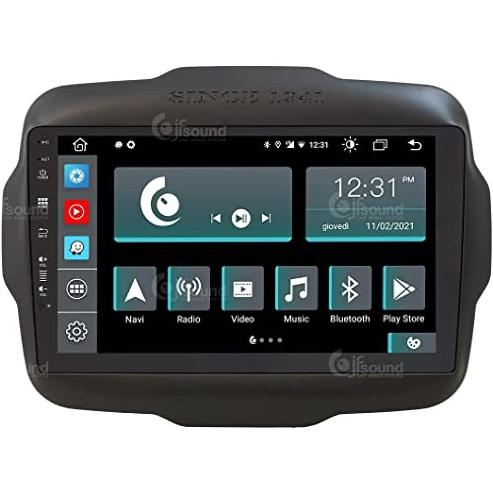 Jf Sound car audio system Autorradio de Ajuste Personalizado para Jeep Renegade Android GPS Bluetooth WiFi Dab USB Pantalla táctil Full HD 9" procesador de 8 núcleos y comandos de Voz