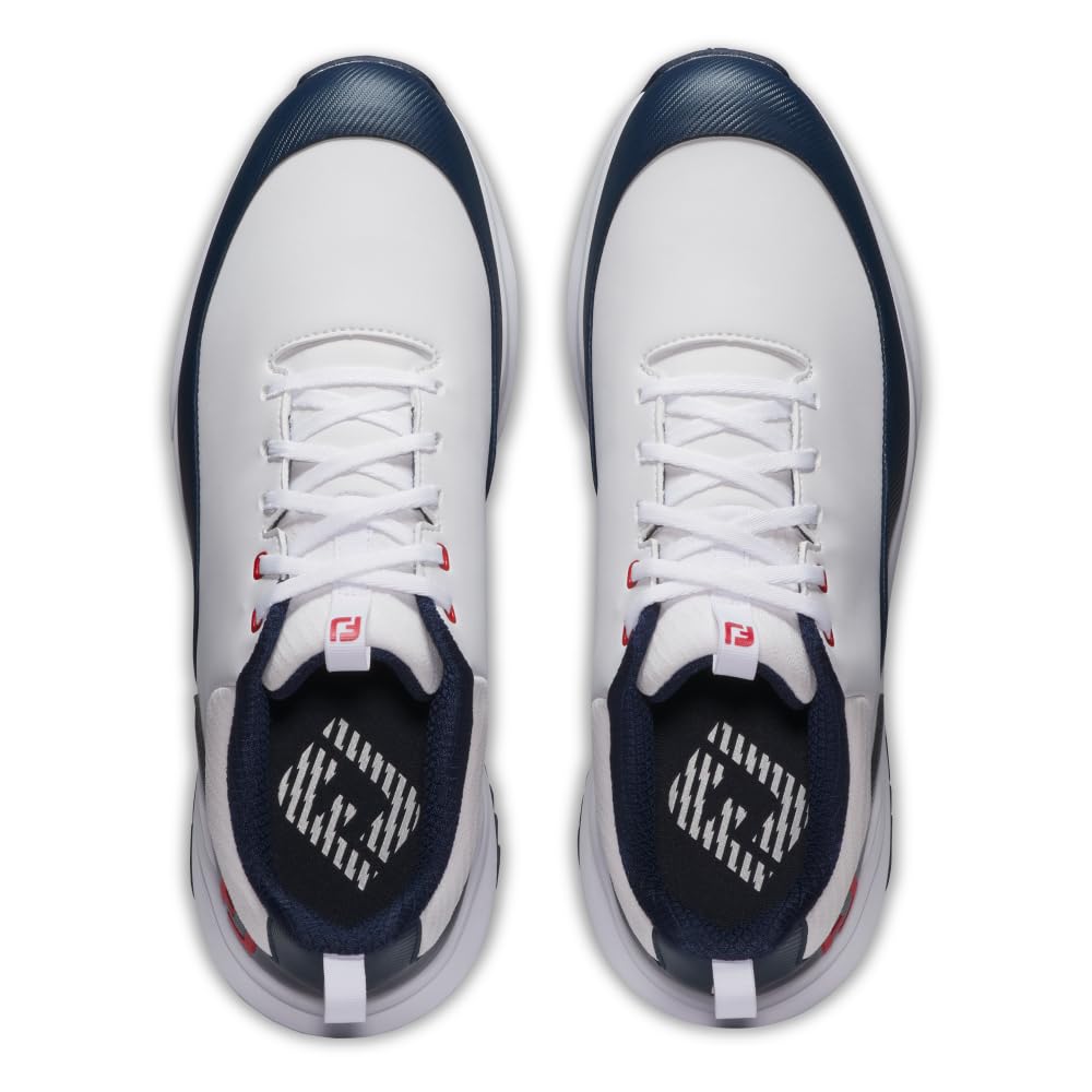 FootJoy Fj Tour Rival, Zapatos de Golf Hombre, Blanco, Azul Marino, Rojo, 42.5 EU