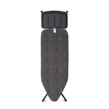 Brabantia - Mesa de Planchar C - con Soporte Sólido Unidad de Vapor - Universal Ajustable - para Diestros y Zurdos - No se Desliza y No Araña - Plegable - Denim Negro - 124x45 cm