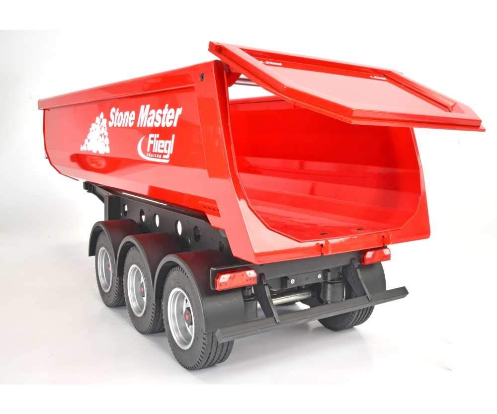 Carson Carson-500907216 500907216 Fliegl Stone Master Camión volquete-Compatible con Tamiya, Modelo ensamblado, Accesorios a Escala 1:14, Color Rojo