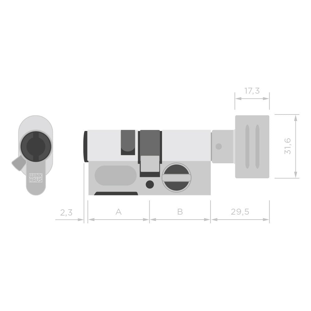 Winkhaus BO04MKV12TN5050N - Cilindro electrónico para puerta blueCompact con sistema de bloqueo 50/50