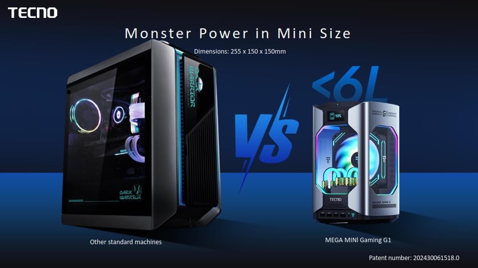PC Gaming Mini - MEGAMINI G01, Intel® Core™ Intel i9-13900H, 32GB RAM, 1 TB SSD, GeForce RTX™ 4060 Desktop 140w, Windows 11 Home, Watercooled, Gris Oscuro