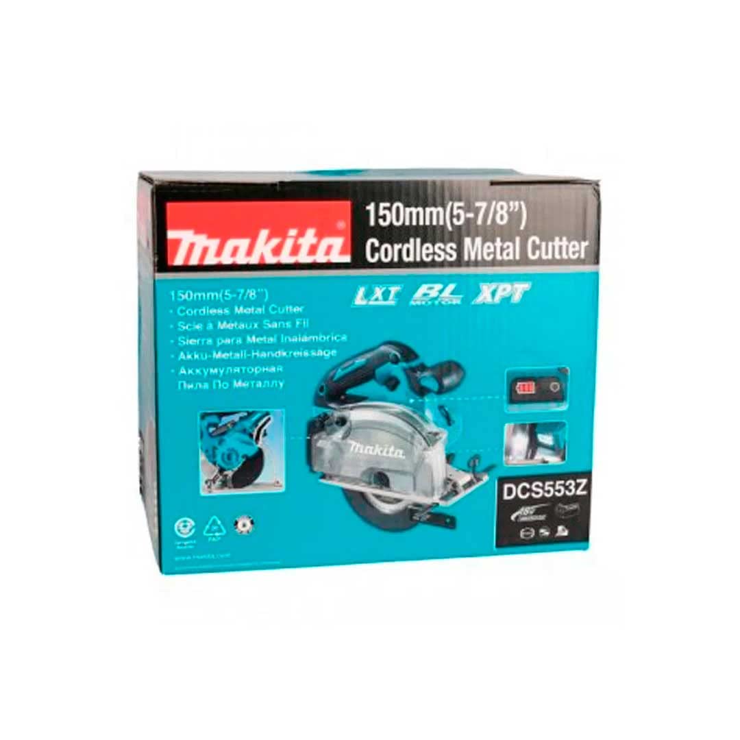 Makita DCS553Z Cortador de Metal con depósito 18V LXT 150MM, Solo, Azul, Size