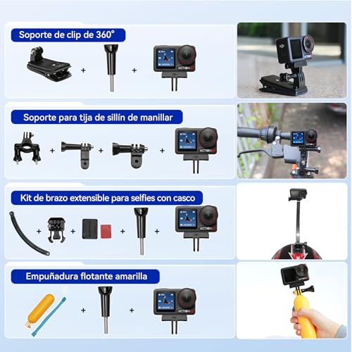 DJI Osmo Action 5 Pro Combo con 58 accesorios, cámara impermeable con sensor de 1/1,3 pulgadas, 4K/120 fps, seguimiento de patrón, estabilización, pantalla táctil OLED dual, cámara de acción 4K, ideal
