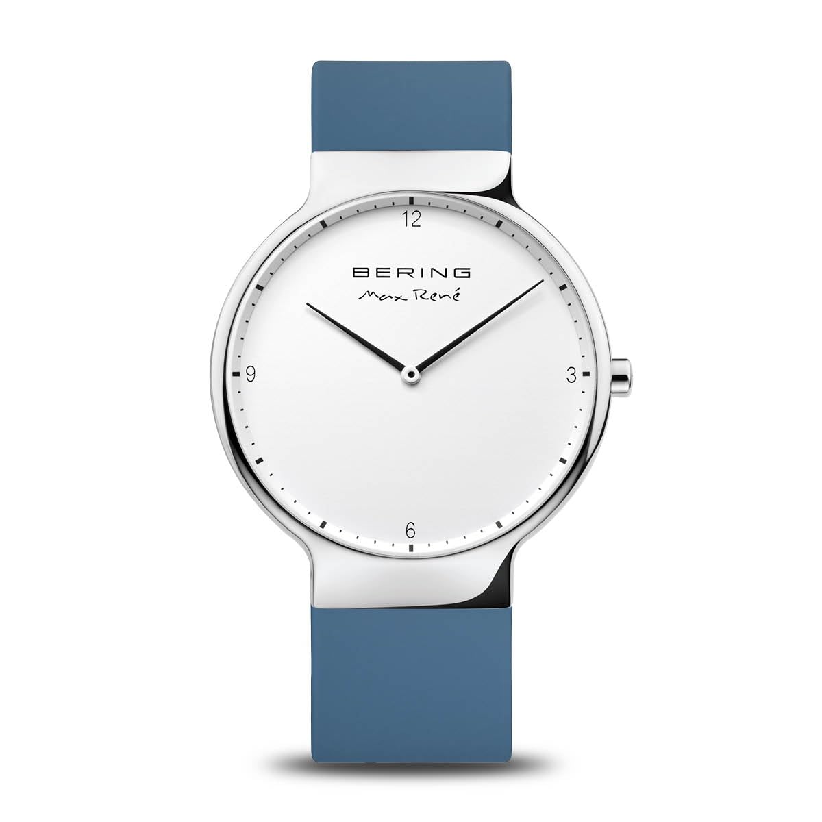 BERING 15540-700 Reloj de cuarzo para hombre con caja de acero inoxidable plateado de 40 mm y esfera blanca, correa de silicona, cristal de zafiro y resistencia al agua de 5 ATM