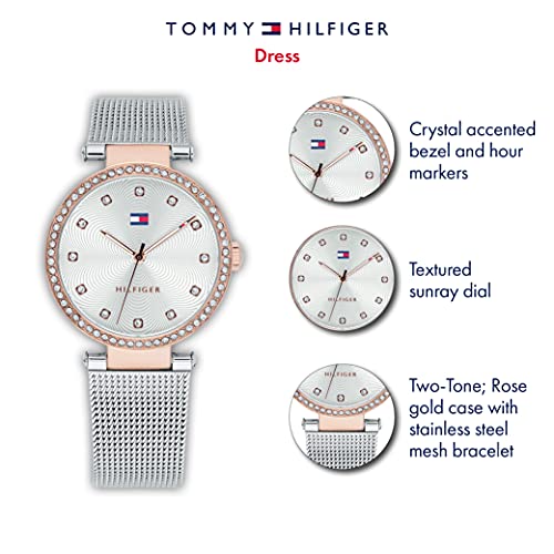 Tommy Hilfiger Reloj Analógico de Cuarzo para mujer con correa de malla de acero inoxidable plateada - 1782506