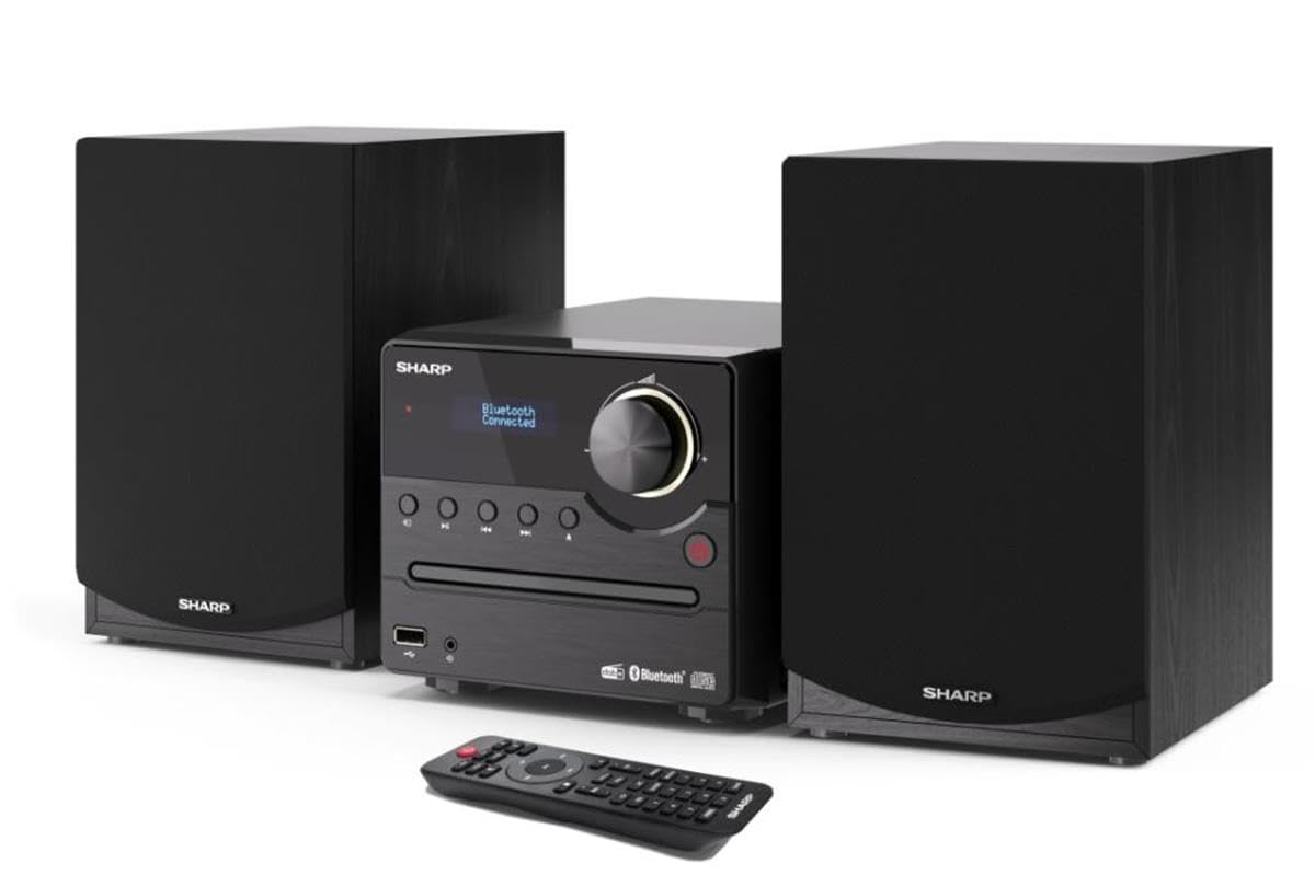 Sharp XL-B517D(BK) Microcadena Sound System Estereo con Radio Dab, Dab+, FM, Bluetooth, CD-MP3, reproducción USB, Altavoces de Madera y 45W Color Negro