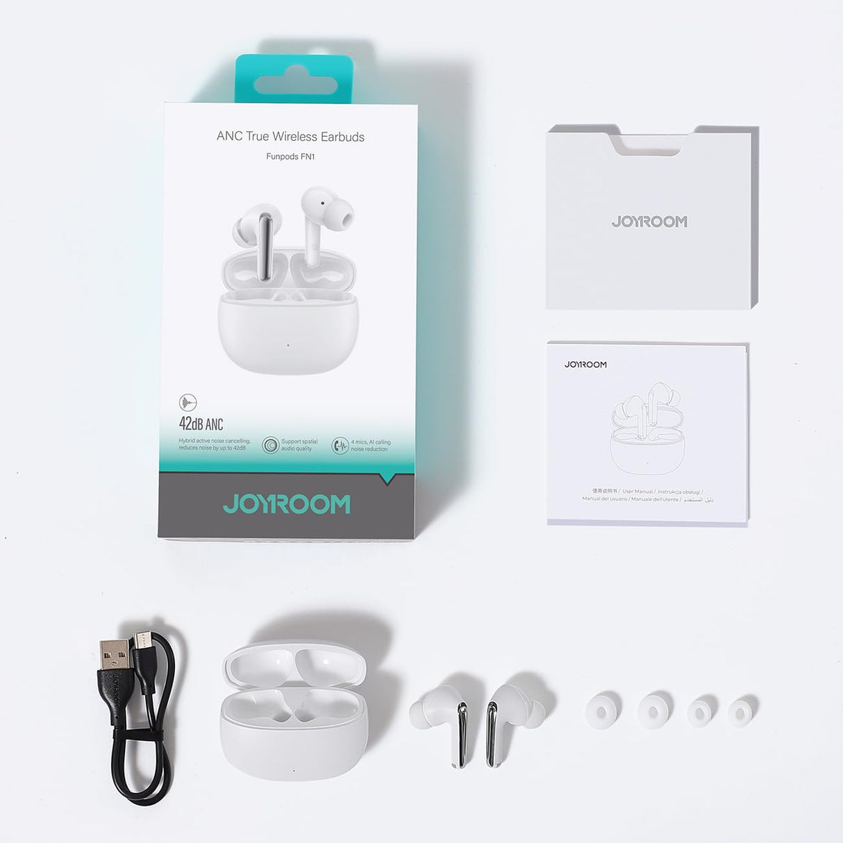 JOYROOM JR-FN1 - Auriculares inalámbricos ANC/ENC, Color Blanco