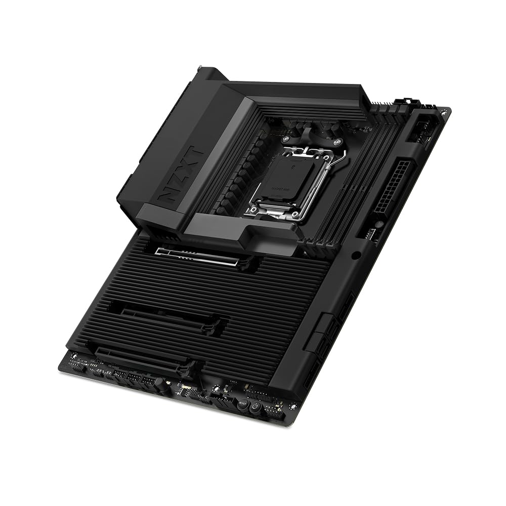 NZXT N7 B850 - Placa Base Gaming AMD B850 AM5 ATX para Ryzen 9000/8000/7000-16+2+1, DDR5, 3X M.2, PCIe 5.0, Wi-Fi 6E, LAN 2.5GbE, USB 4 – M.2 NVME con Cierre rápido – Cubierta Completa – Negro