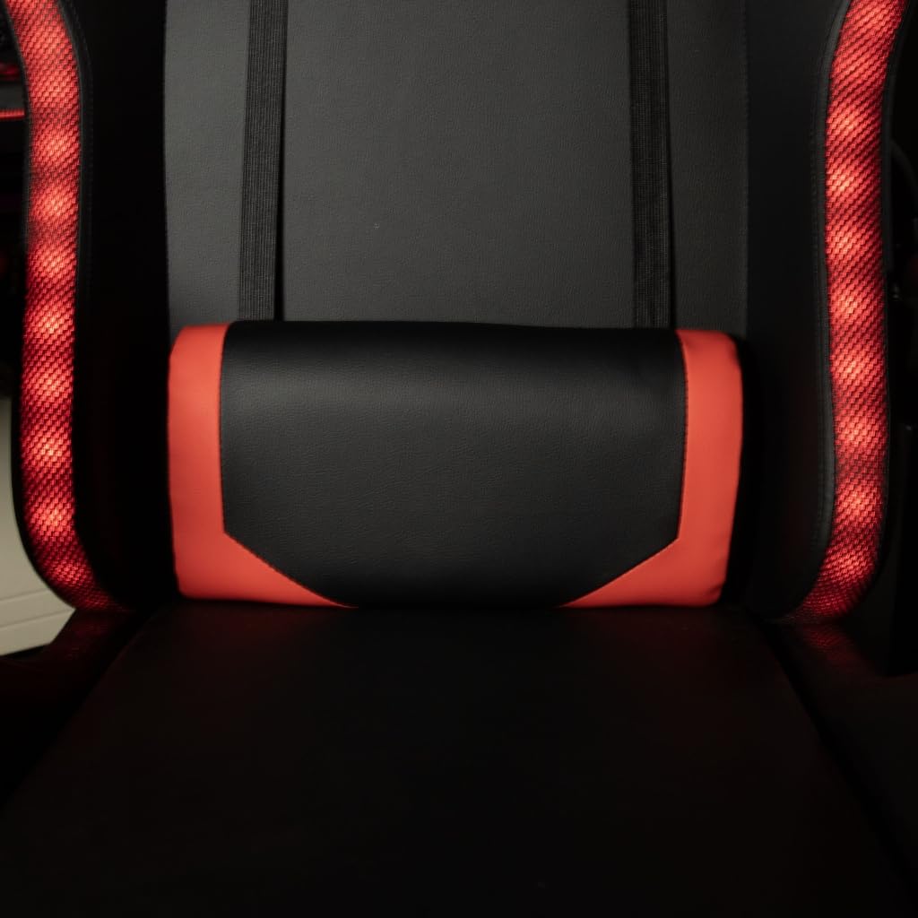 Konix Silla Gaming Phantom - Iluminación RGB - Inclinación del Asiento 135° - Cuero sintético Liso - Cojín Lumbar y Cervical - Negro