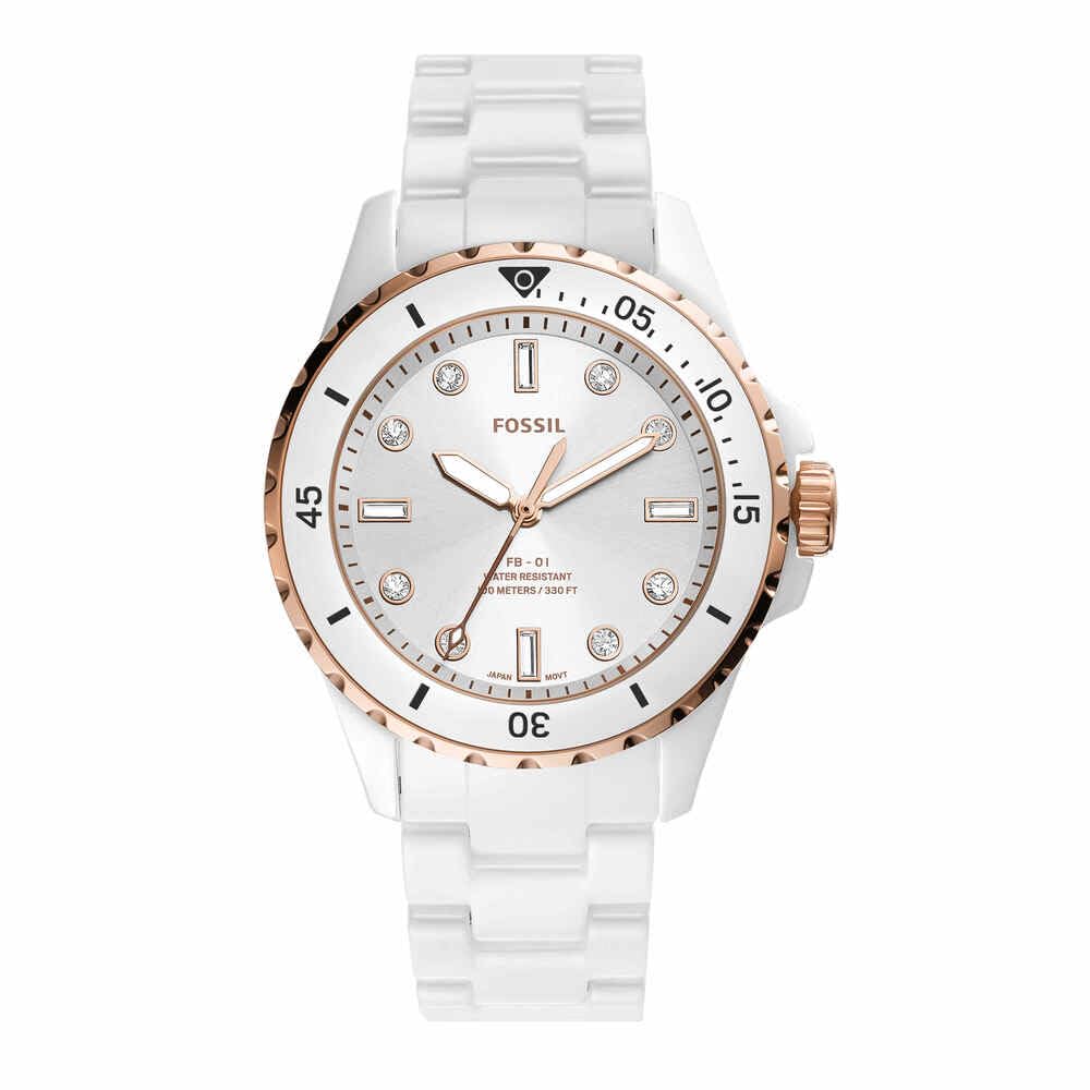 Fossil Reloj Analógico para Mujer de Cuarzo con Correa en Cerámica CE1107