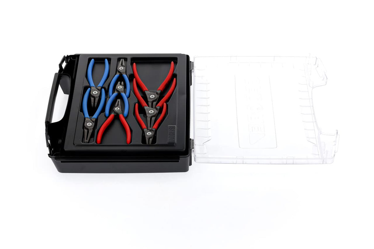 GEDORE Juego de alicates para circlips, 8 piezas, Juego de herramientas para circlips interiores y exteriores, Rectos y acodados en 90°, 1101-005