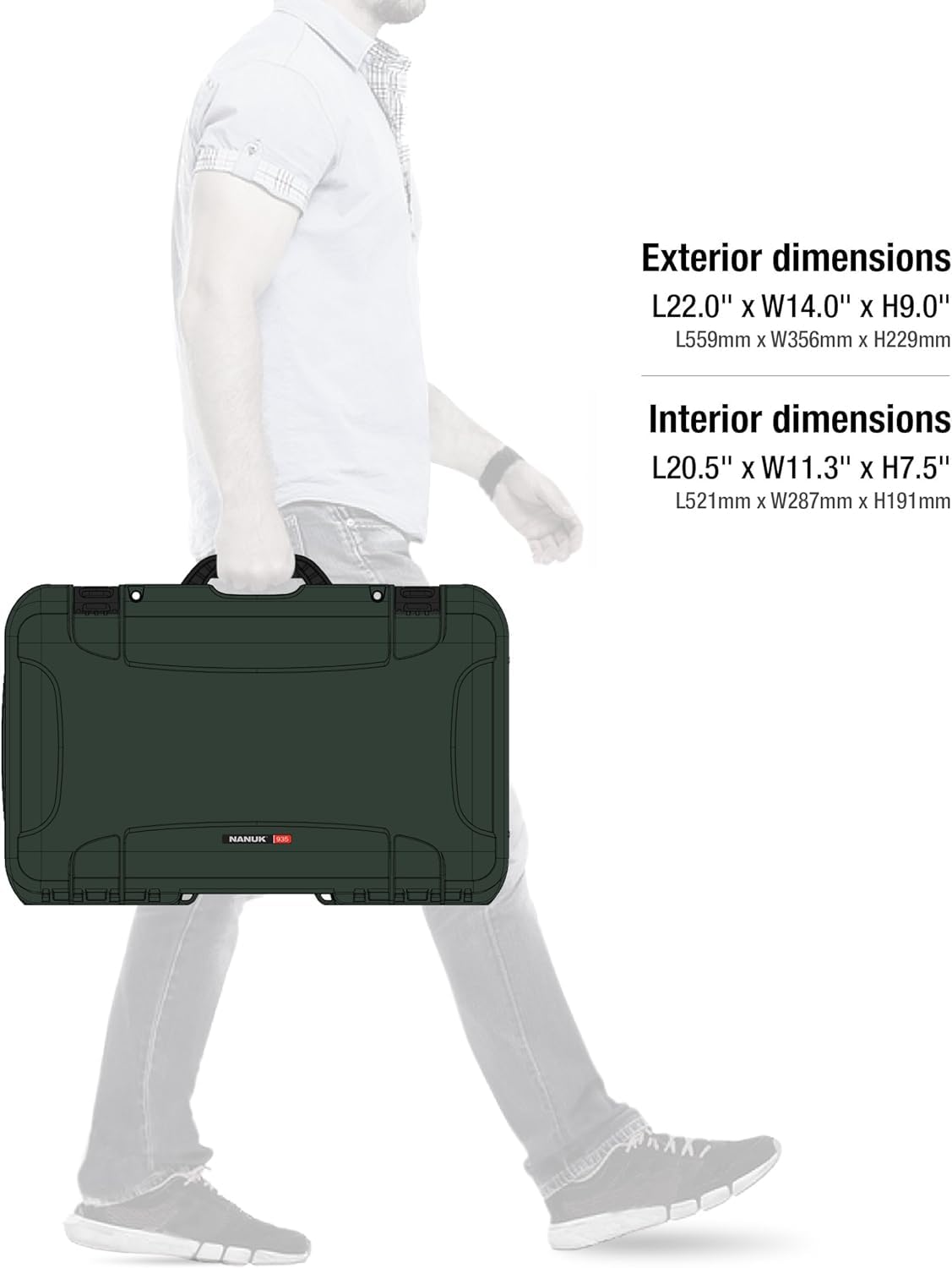 Nanuk 935 - Funda rígida Impermeable con Ruedas, Divisor Acolchado y Organizador de Tapa, Color Verde Oliva