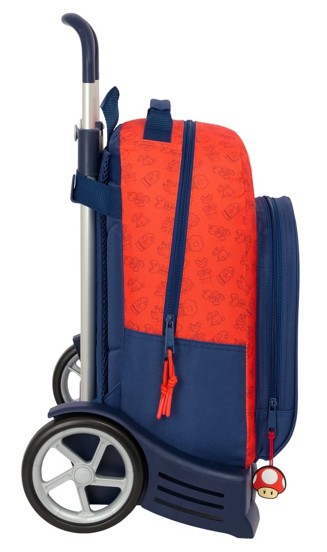 Safta SUPER MARIO TRICK - Mochila Escolar, Espalda Ergonómica, con Carro Evolution, Ideal para Niños de Diferentes Edades, Cómoda y Versátil, Calidad y Resistencia, 32x15x42 cm