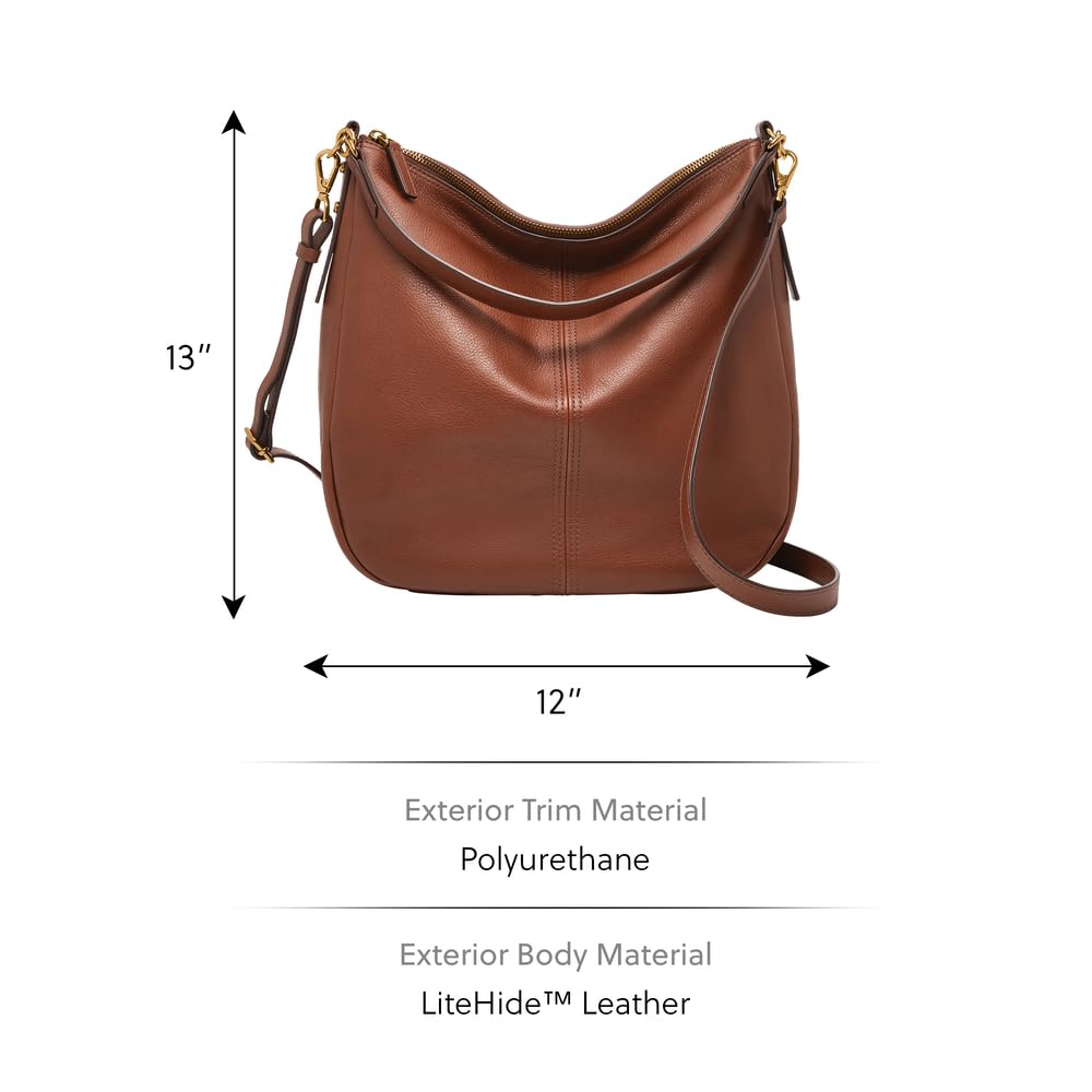 Fossil Bolso para mujer Jolie, Hobo de piel ecológica y ribetes de poliuretano marrón 30,48 cm largo x 12,7 cm ancho x 33,02 cm alto ZB1434200