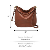 Fossil Bolso para mujer Jolie, Hobo de piel ecológica y ribetes de poliuretano marrón 30,48 cm largo x 12,7 cm ancho x 33,02 cm alto ZB1434200