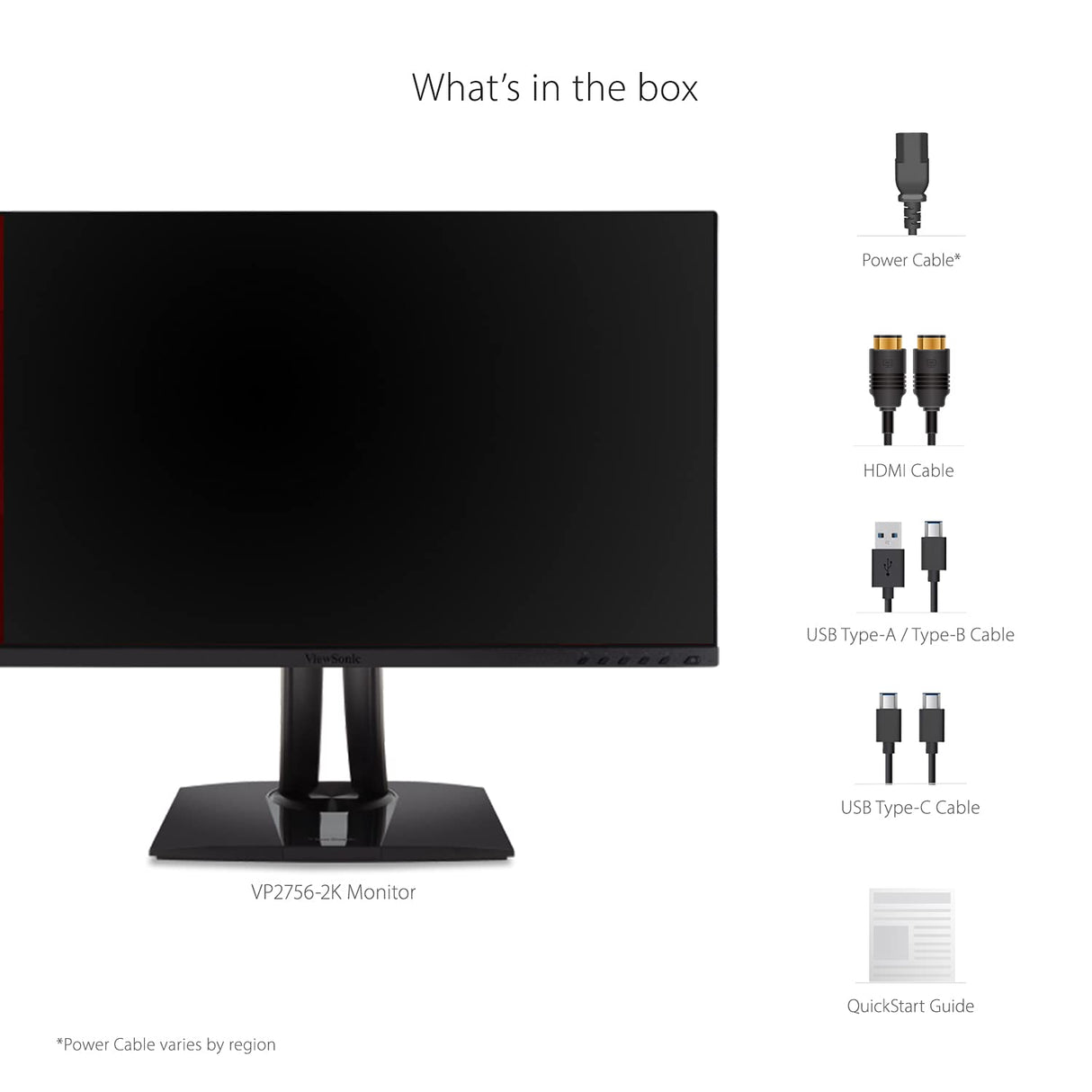 ViewSonic VP2756-2K - Monitor IPS de 27 Pulgadas, QHD, sin Bordes en 3 Lados, 100% sRGB, Certificado Pantone, 5ms, 350 nits, HDMI, DisplayPort, USB-C, rotación-Auto, Regulable en Altura