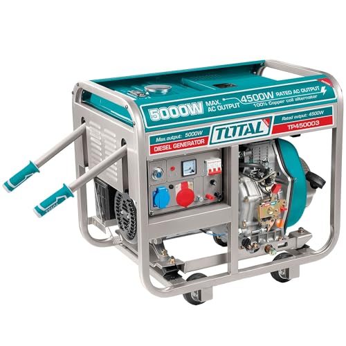 TOTAL - Generador Electrico Diesel | 5000 W | Grupo Electrogeno Silencioso |Trifasico | Mod. Tp450003
