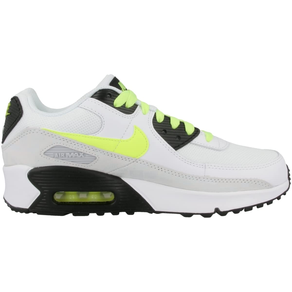 NIKE CD6864-112 Air MAX 90 LTR (GS) Hombre White/Volt-Black-Pure Platinum EU 36.5