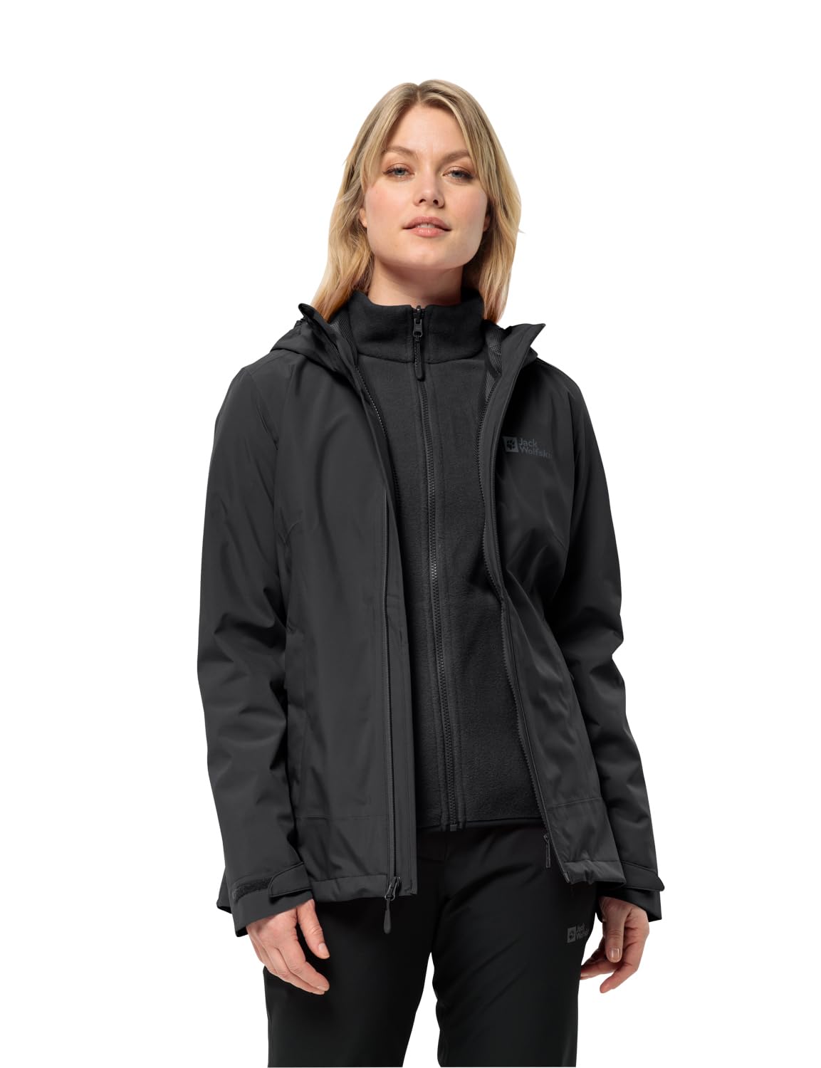 Jack Wolfskin Moonrise 3 en 1 Chaqueta, Negro, M para Mujer