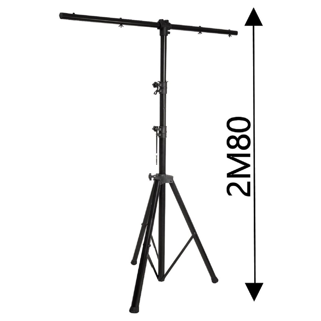 Ibiza - SL002 - Soporte para iluminación de hasta 8 juegos de luces con altura variable de 1,40 a 2,8m - Negro