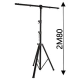 Ibiza - SL002 - Soporte para iluminación de hasta 8 juegos de luces con altura variable de 1,40 a 2,8m - Negro