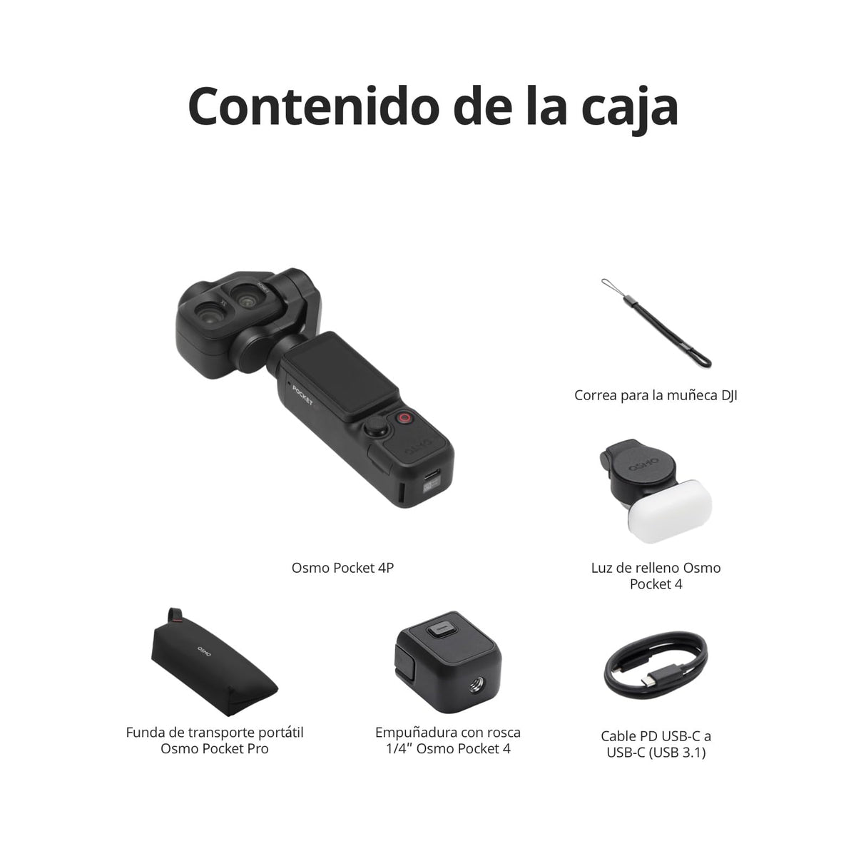 DJI Pack Estándar Osmo Pocket 4P, cámara para Vlogs 4K de Doble Objetivo